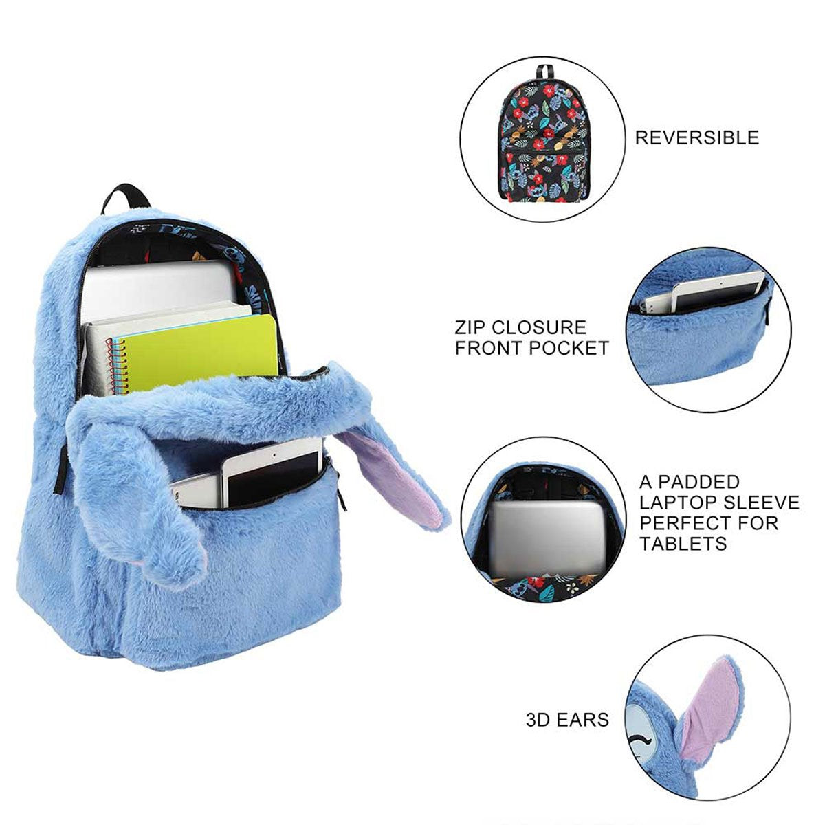 Lilo & Stitch Stitch 3D Face Reversible Backpack