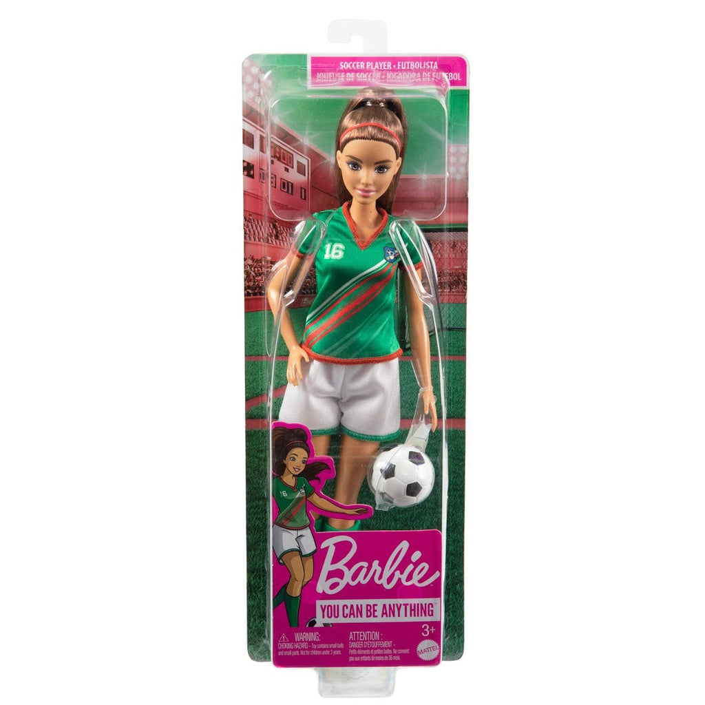 Barbie Soccer Player Doll with Green Shirt and White Shorts