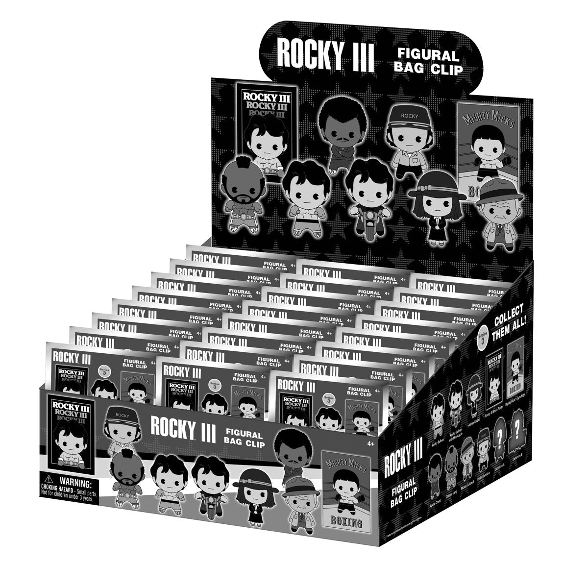 Rocky III Series 3 3D Foam Bag Clip Display Case of 24