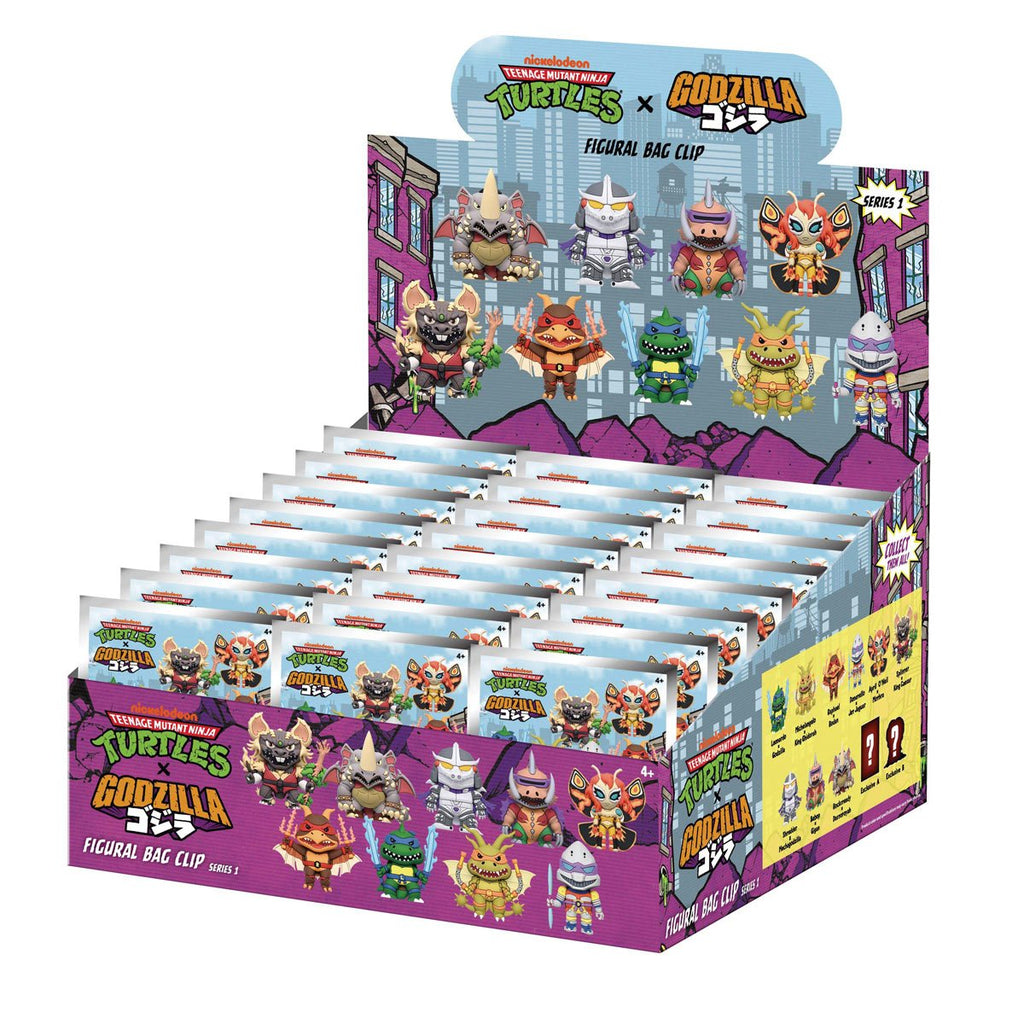 Teenage Mutant Ninja Turtles x Godzilla 3D Foam Bag Clip Display Case of 24