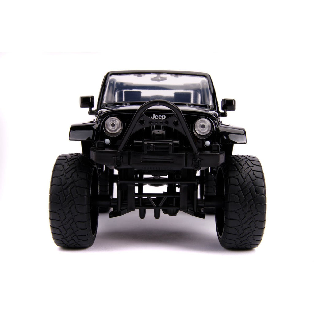 Just Trucks 2007 Jeep Wrangler Black and Pink Camo 1:24 Scale Die-Cast Metal Vehicle with Tire Rack