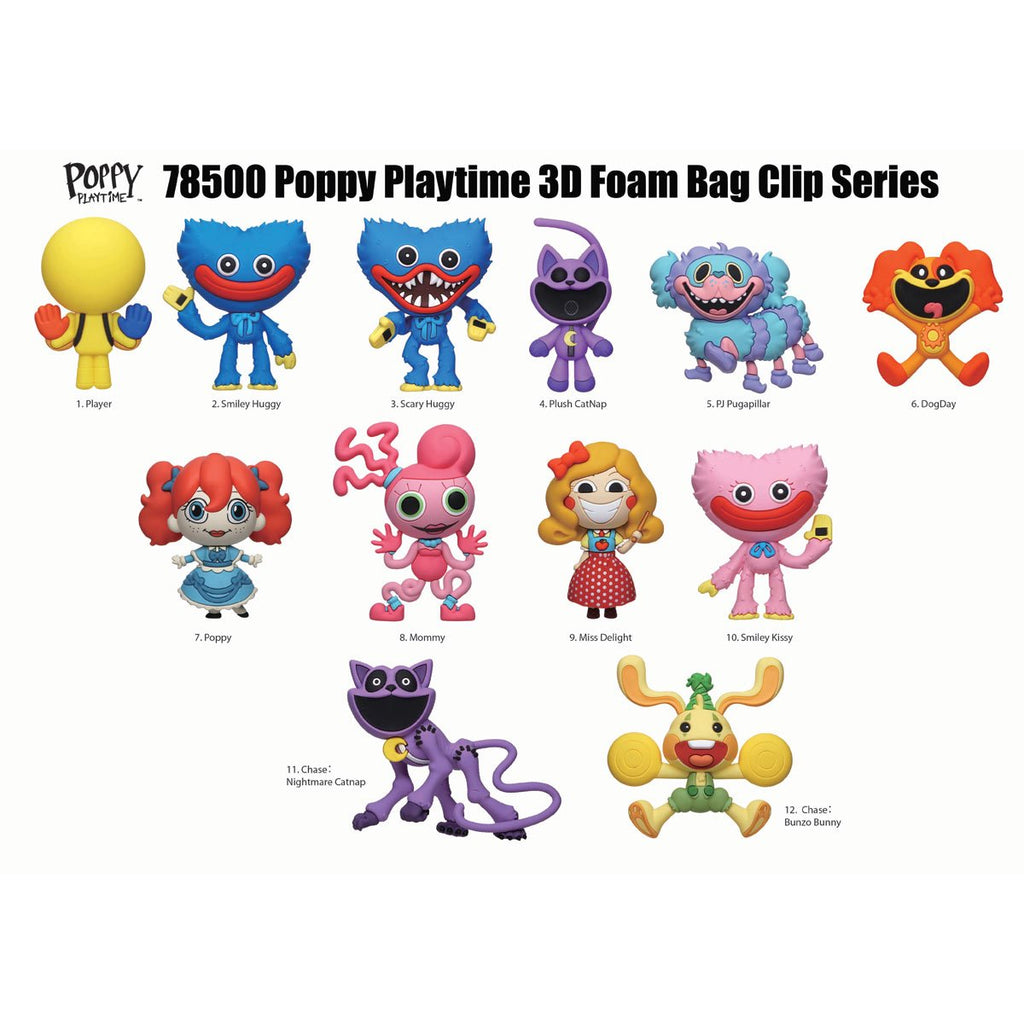 Poppy Playtime 3D Foam Bag Clip Display Case of 24