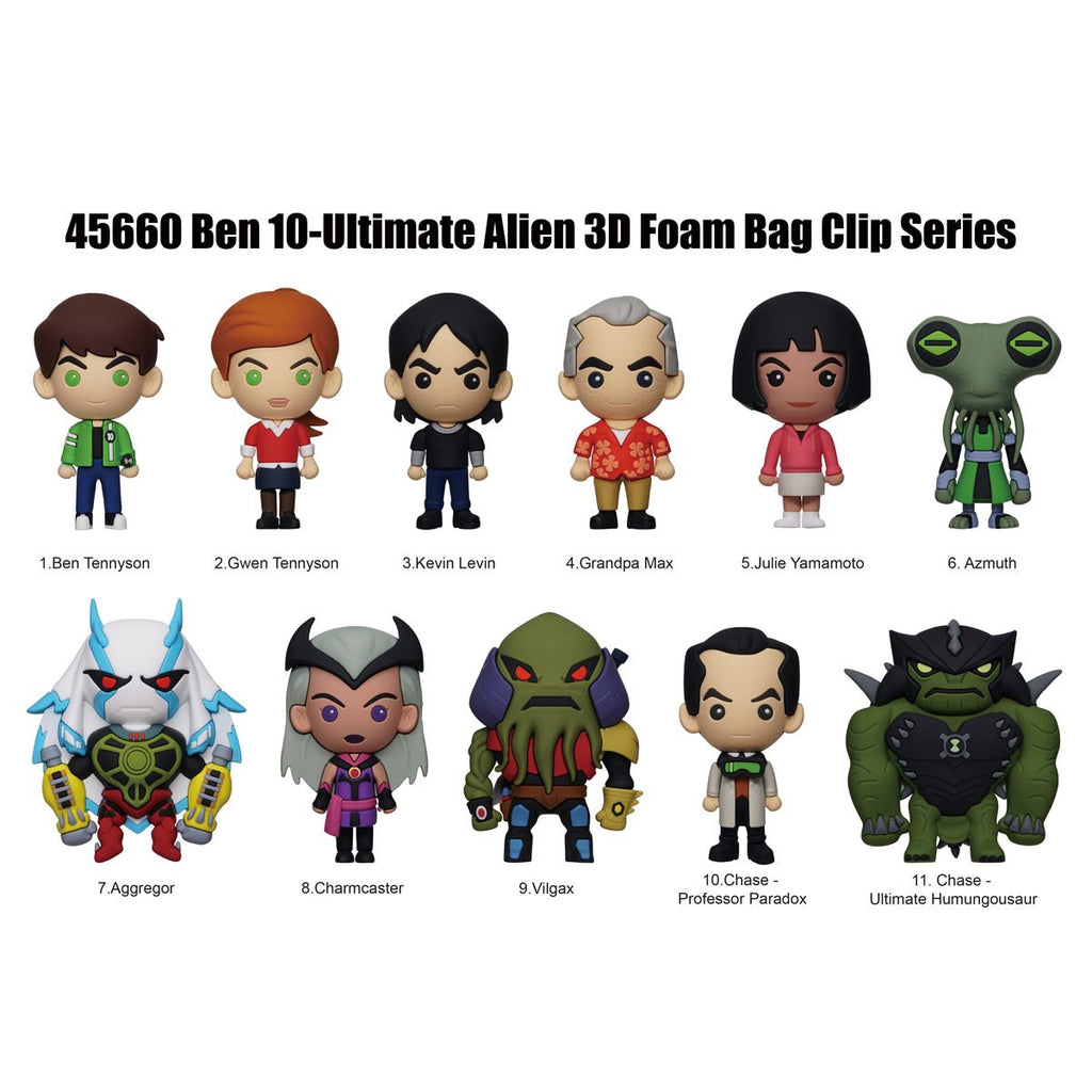 Ben 10: Ultimate Alien 3D Foam Bag Clip Display Case of 24