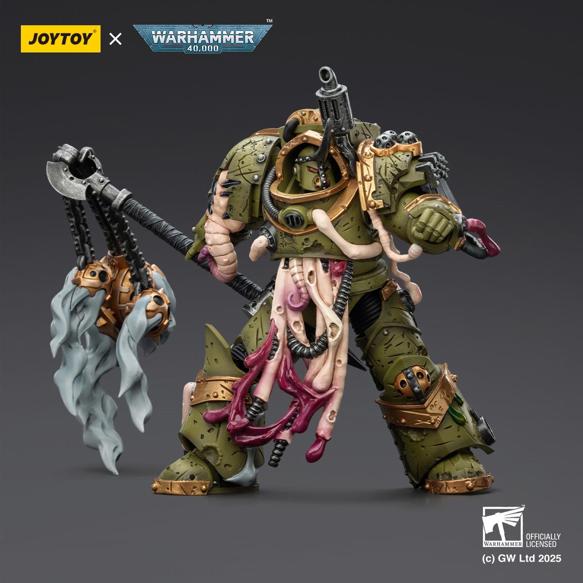Joy Toy Warhammer 40,000 Death Guard Blightlord Terminator 2 with Flail of Corruption 1:18 Scale Action Figure