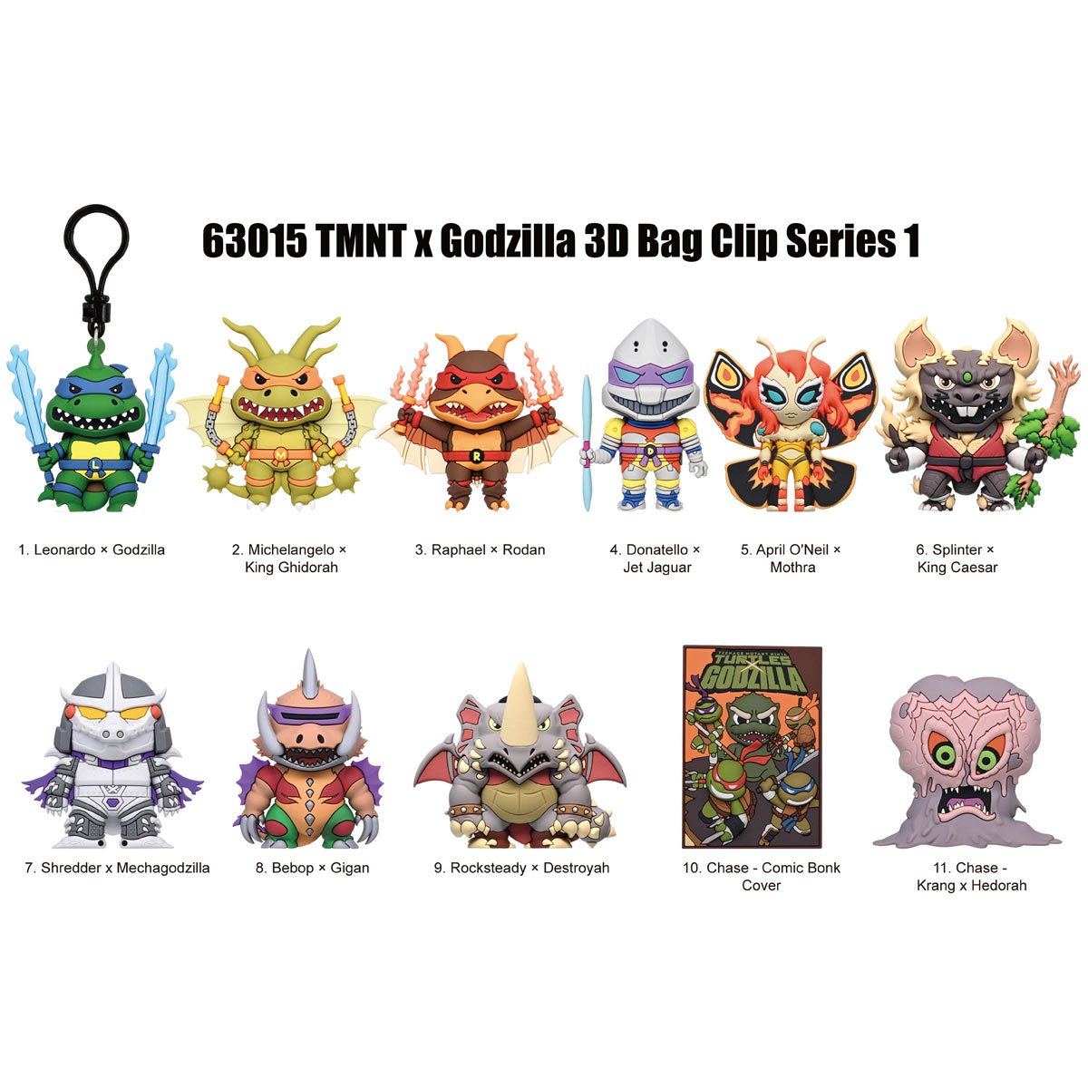 Teenage Mutant Ninja Turtles x Godzilla 3D Foam Bag Clip Display Case of 24