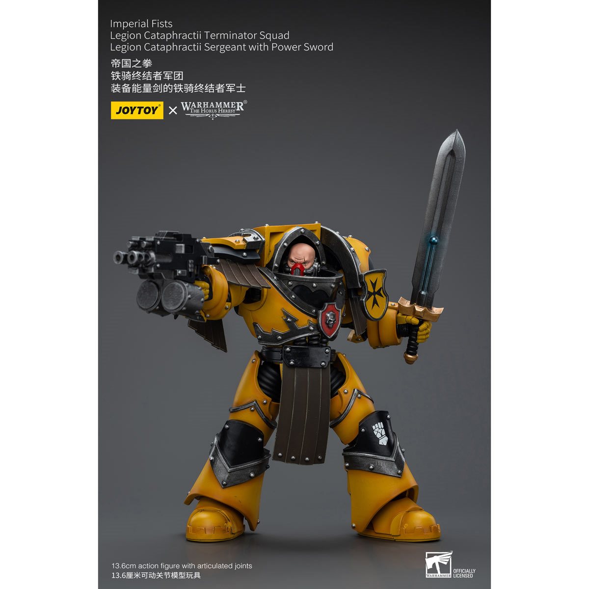 Joy Toy Warhammer 40,000 Imperial Fists Cataphractii Terminator Sergeant with Power Sword 1:18 Scale Action Figure
