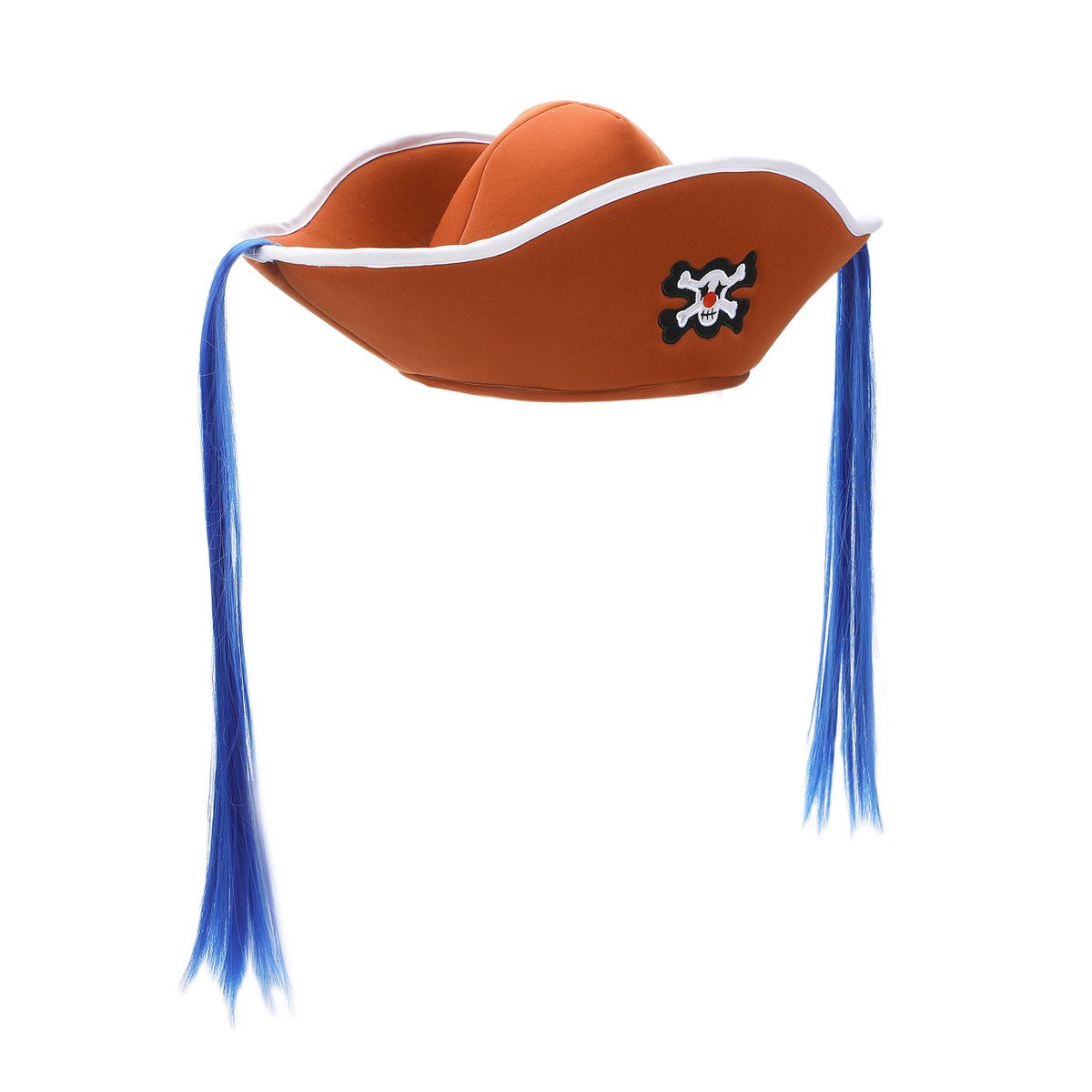 One Piece Skull Badge and Faux Hair Pirate Hat