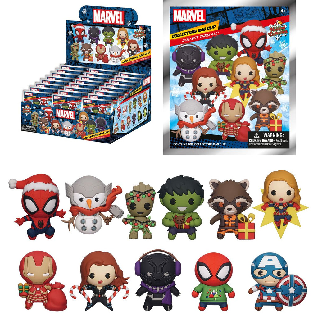 Marvel Holiday 3D Foam Bag Clip Display Case of 24