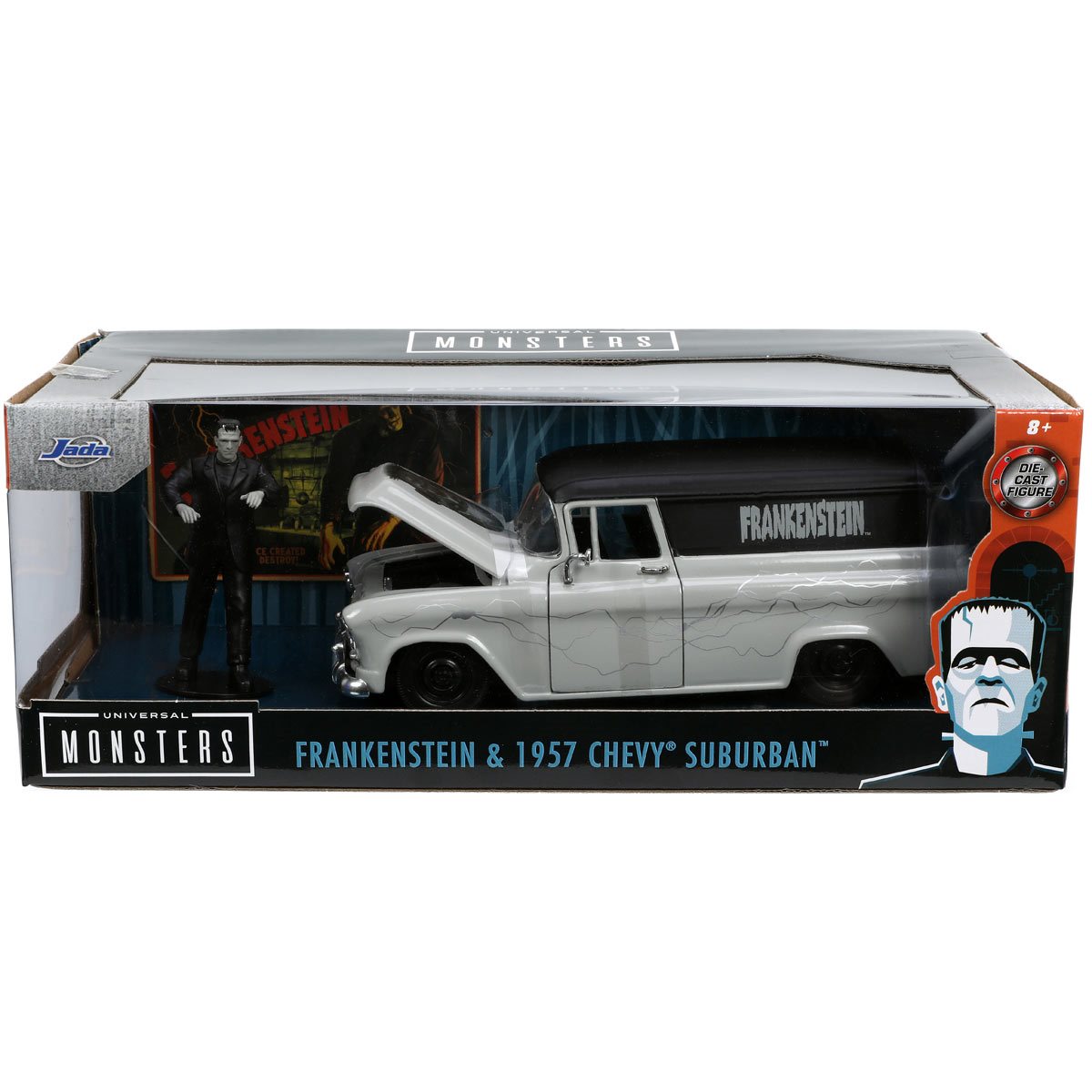 Hollywood Rides Universal Monsters Frankenstein 1957 Chevy Suburban 1:24 Scale Die-Cast Metal Vehicle with Figure