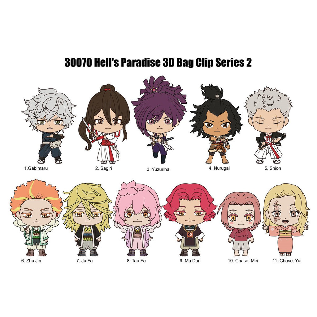 Hell's Paradise Series 2 3D Foam Bag Clip Random 6-Pack
