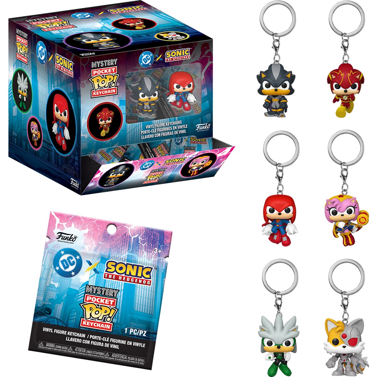 Justice League x Sonic the Hedgehog Funko Pocket Pop! Key Chain Display Case of 12