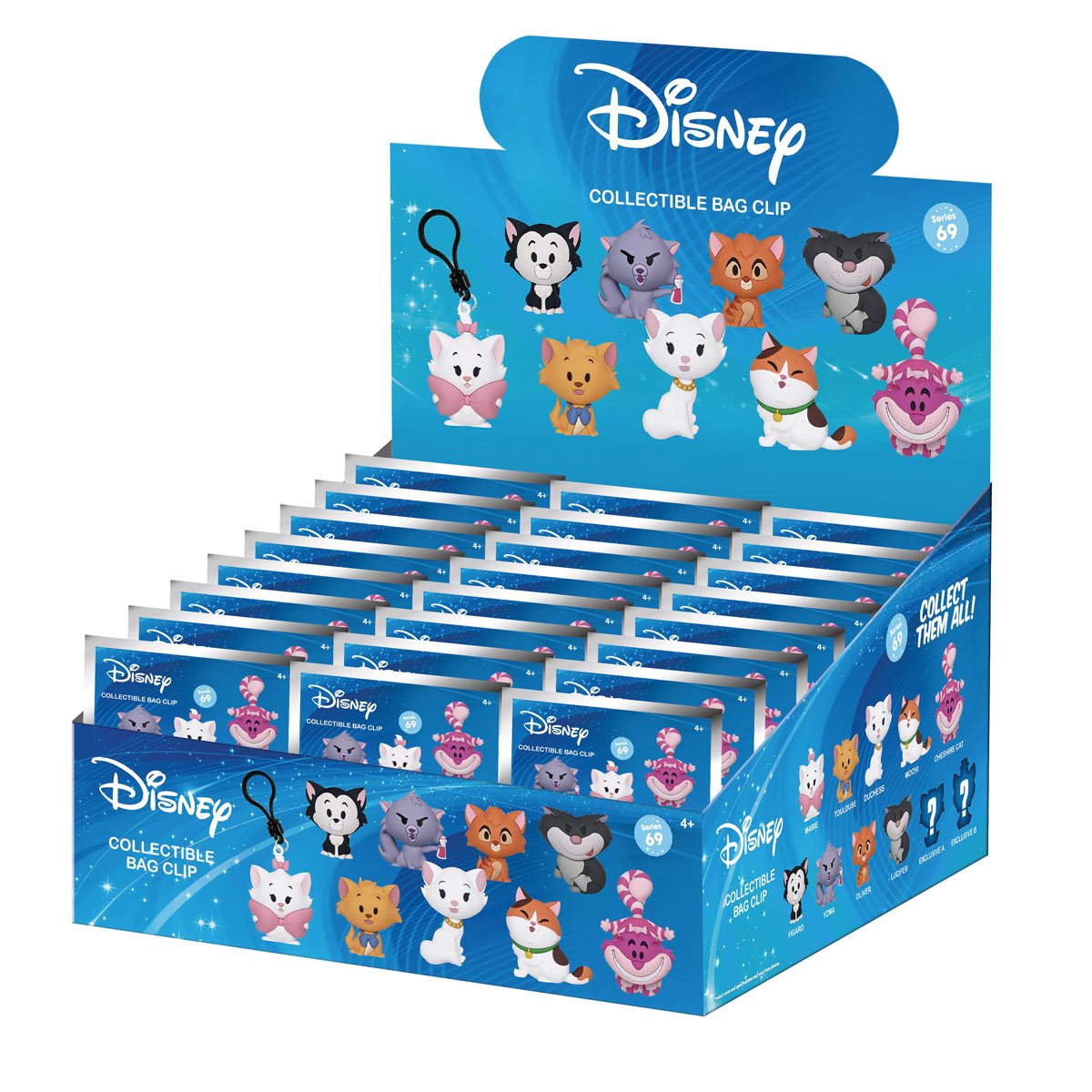 Disney Cats Series 69 3D Foam Bag Clip Display Case of 24