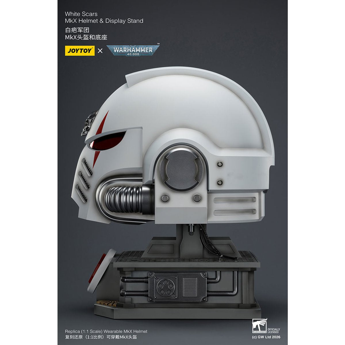 Joy Toy Warhammer 40,000 White Scars MKX 1:1 Scale Roleplay Helmet Prop Replica with Stand