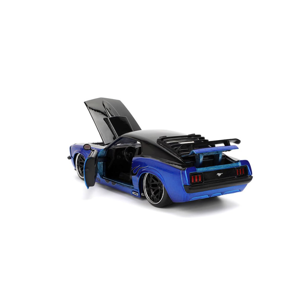 Bigtime Muscle 1970 Ford Mustang Boss 429 Blue Candy Blue with Flames 1:24 Scale Die-Cast Metal Vehicle
