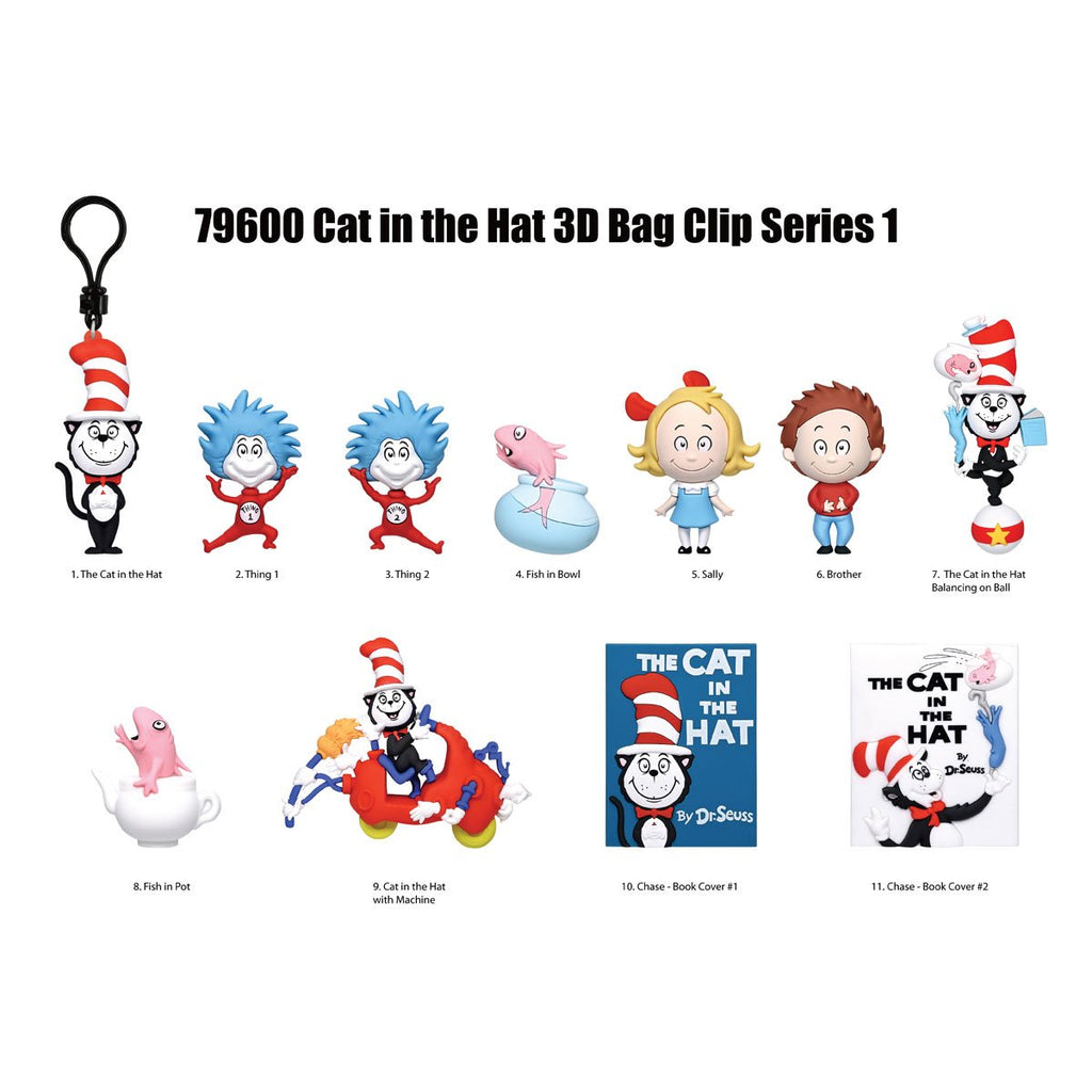 The Cat in the Hat 3D Foam Bag Clip Random 6-Pack