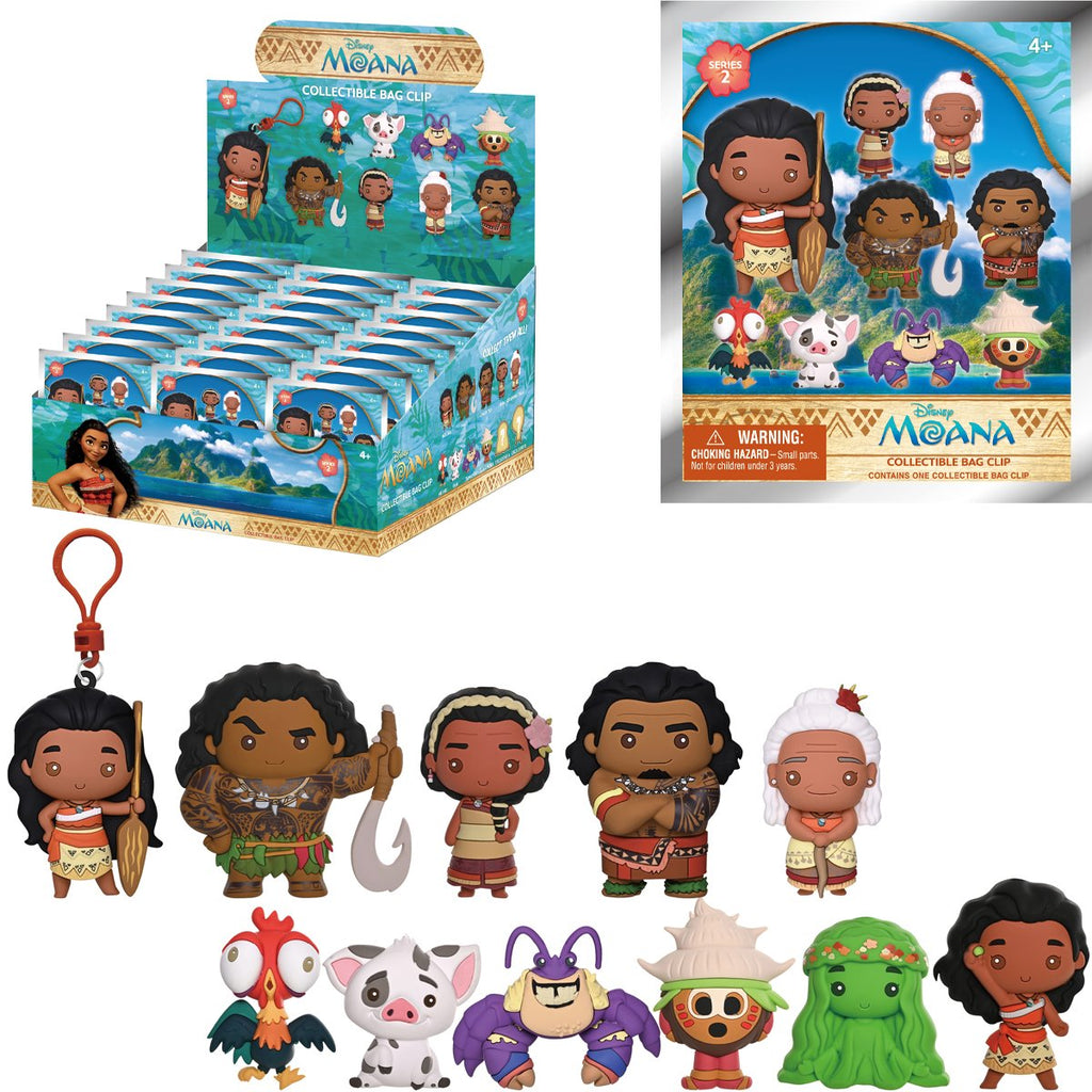 Moana Series 2 3D Foam Bag Clip Display Case of 24
