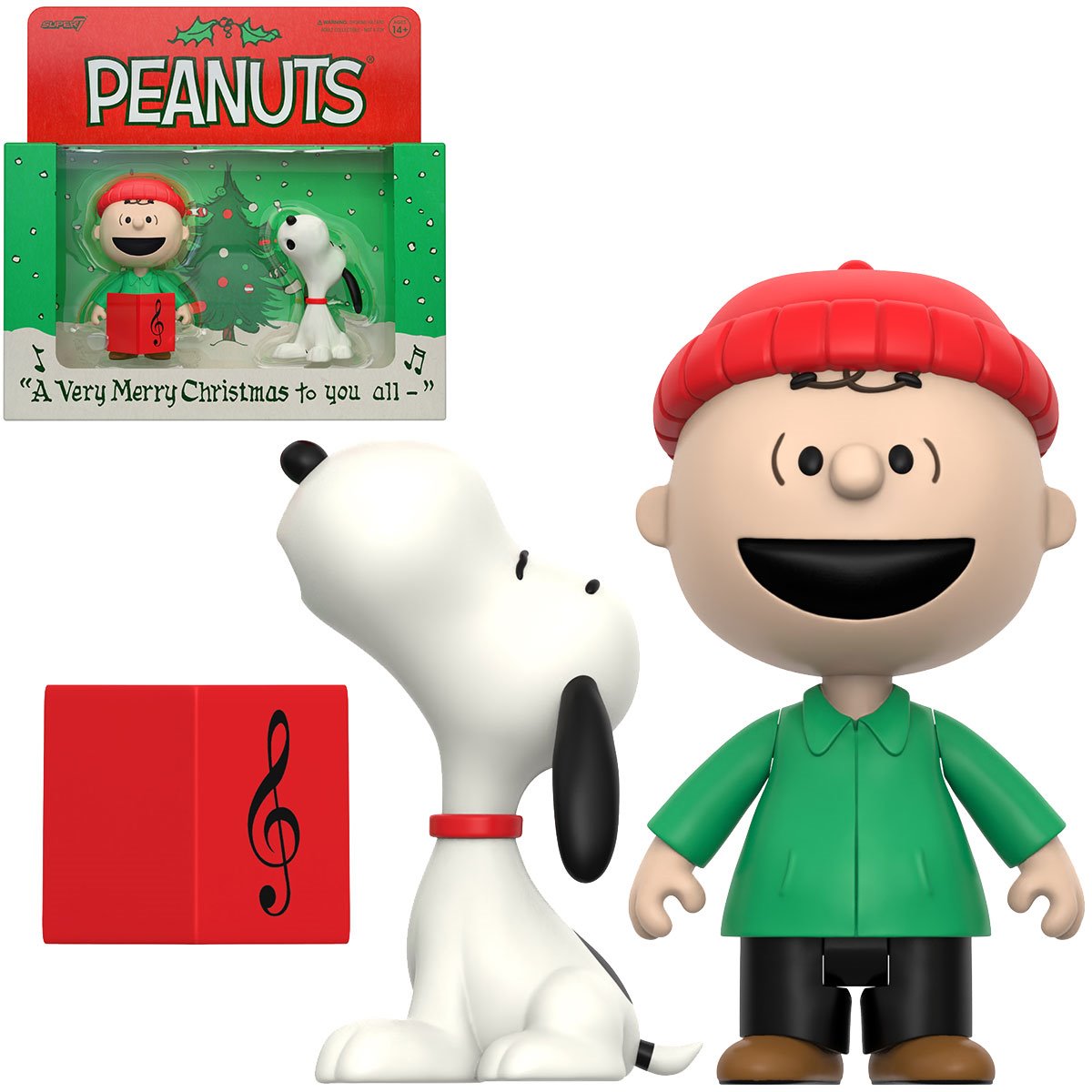 Peanuts Charlie Brown and Snoopy Caroling 3 3/4-Inch ReAction Figures