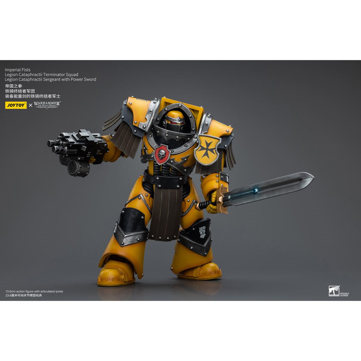 Joy Toy Warhammer 40,000 Imperial Fists Cataphractii Terminator Sergeant with Power Sword 1:18 Scale Action Figure