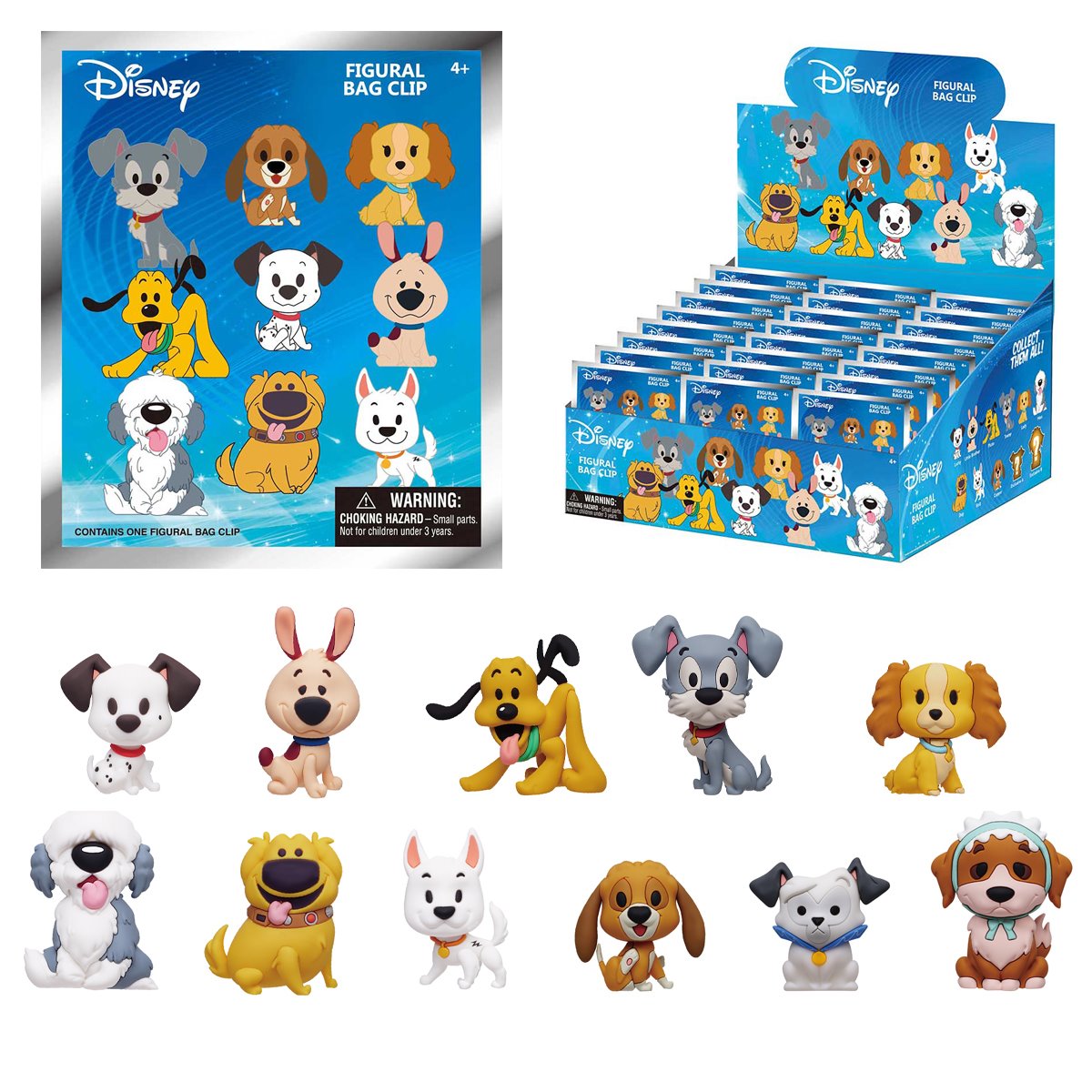 Disney Dogs 3D Foam Bag Clip Display Case of 24