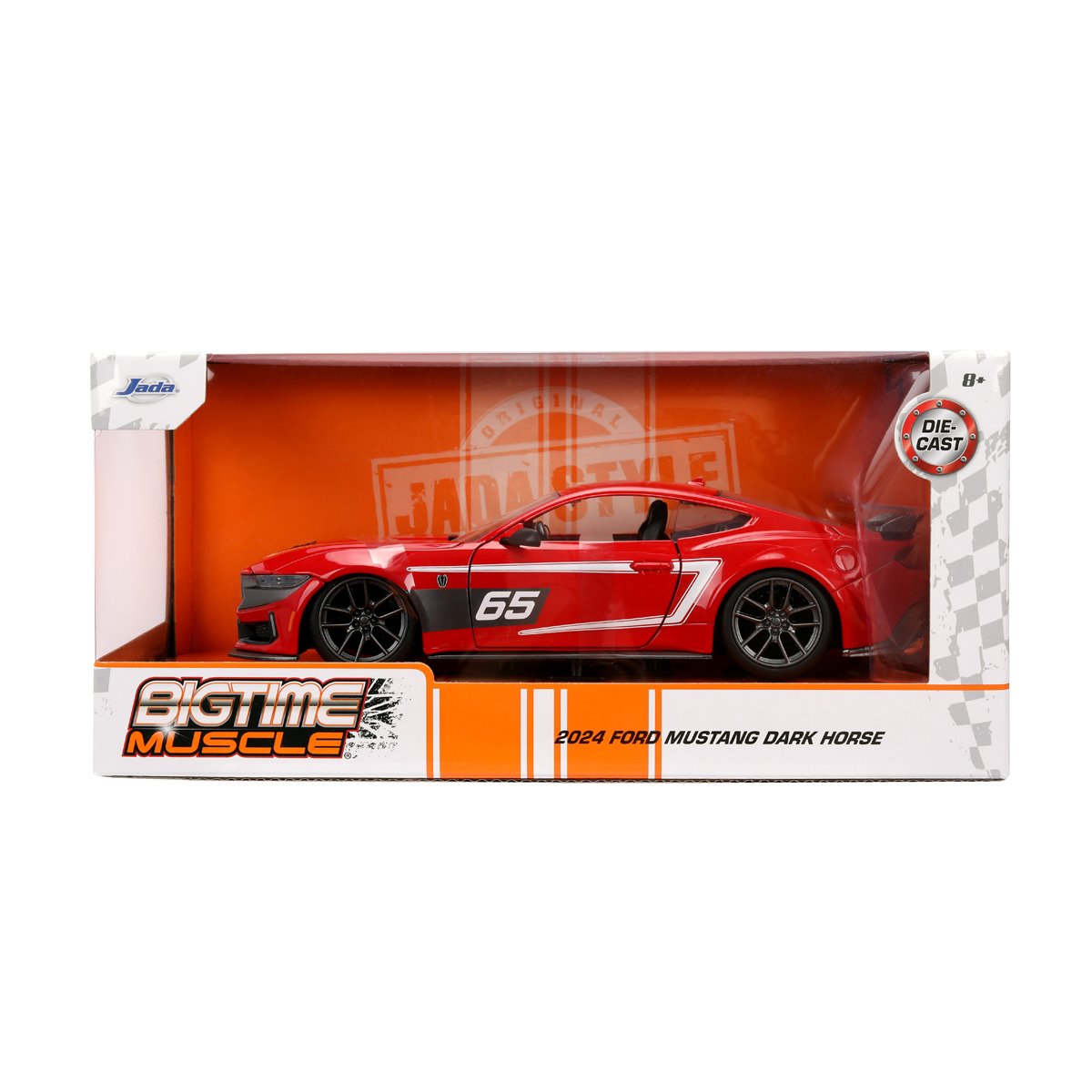 Bigtime Muscle 2024 Ford Mustang Dark Horse Glossy Red 1:24 Scale Die-Cast Metal Vehicle