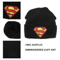 Superman Logo Embroidered Knit Cuff Beanie