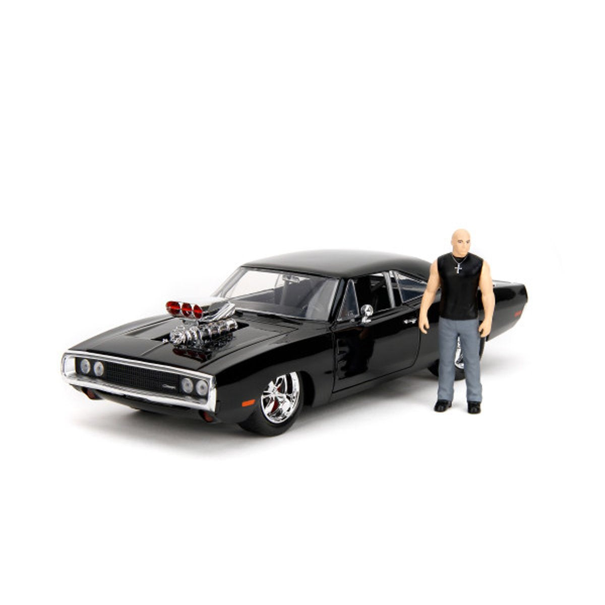 Fast and the Furious Dom and Dodge Charger R/T Build N' Connect 1:24 Scale Die-Cast Metal Vehicle Model Kit and Figure