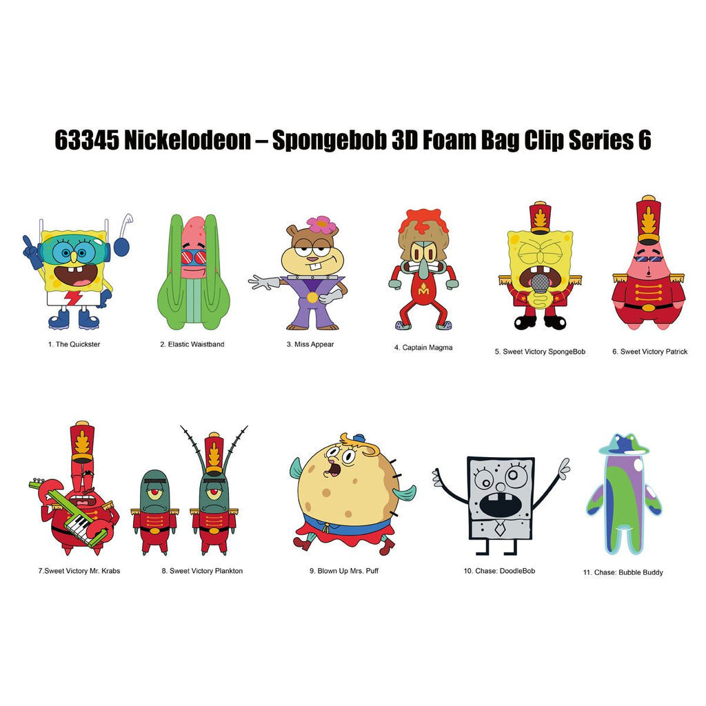 SpongeBob SquarePants Series 6 3D Foam Bag Clip Display Case of 24