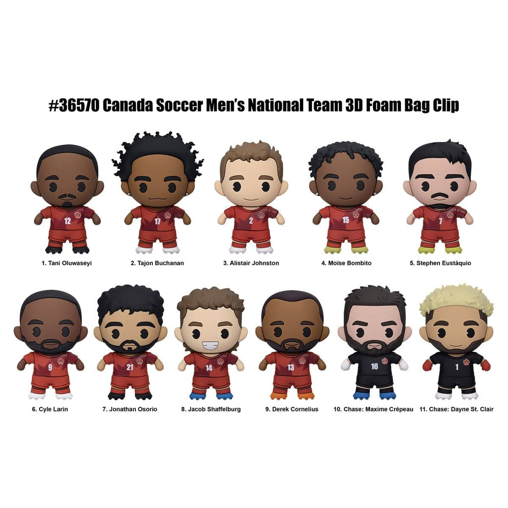 Canada Soccer Men's National Team 3D Foam Bag Clip Display Case of 24