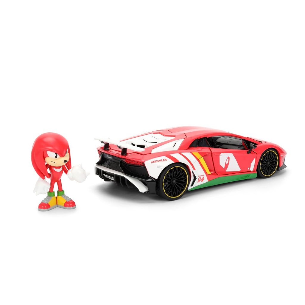 Hollywood Rides Sonic the Hedgehog Classic Lamborghini Aventador SV 1:24 Scale Die-Cast Metal Vehicle & Knuckles Figure
