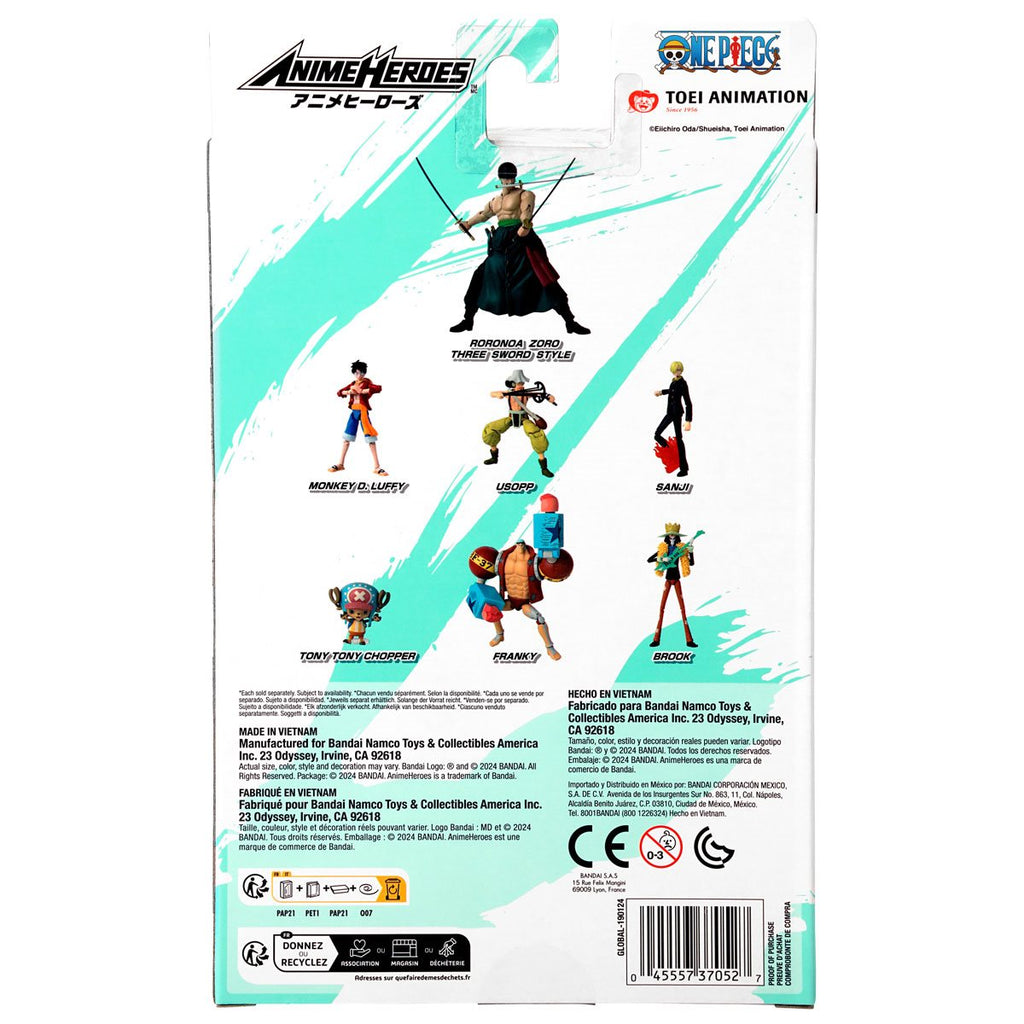 One Piece Anime Heroes Roronoa Zoro Three Sword Style Action Figure