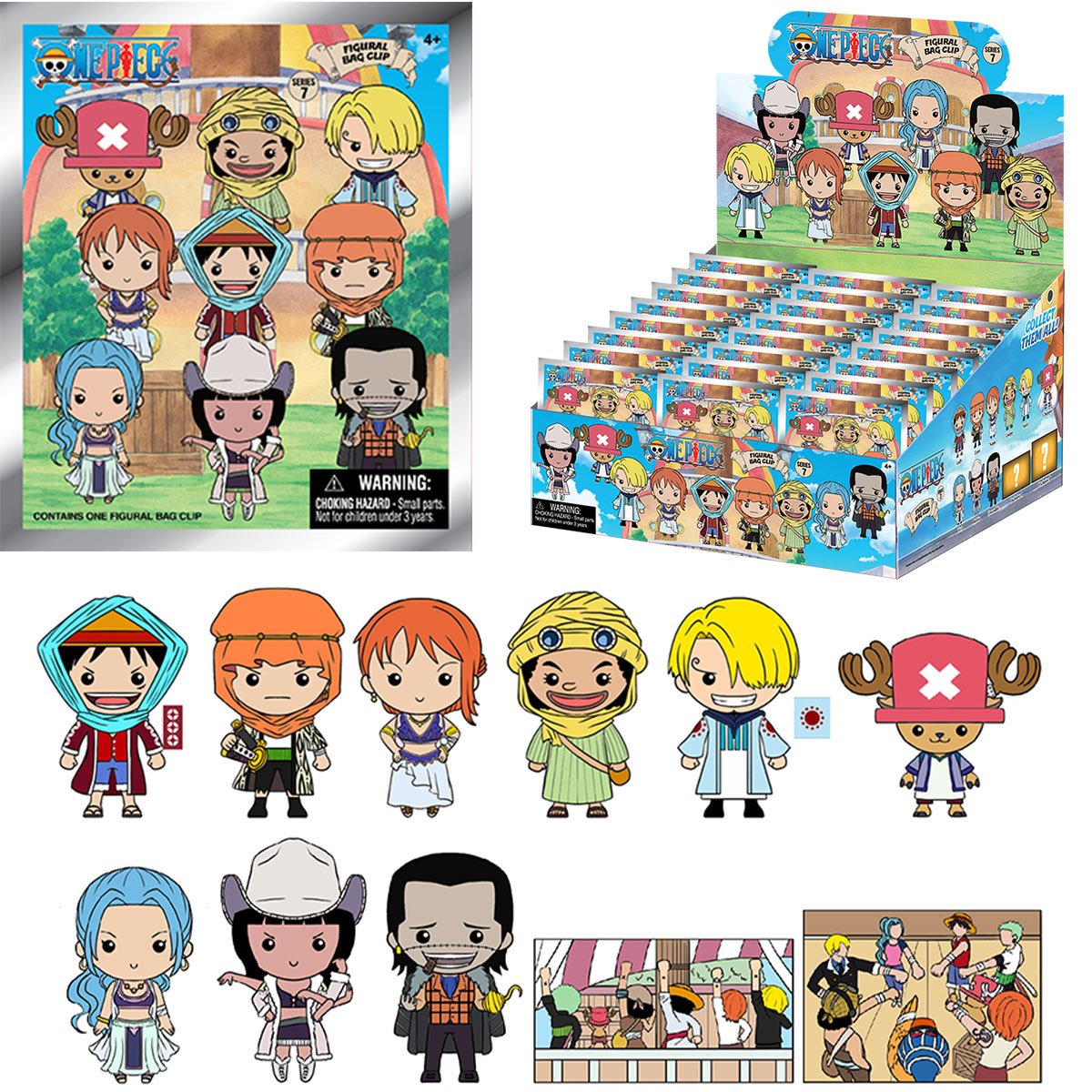 One Piece Series 7 3D Foam Bag Clip Display Case of 24