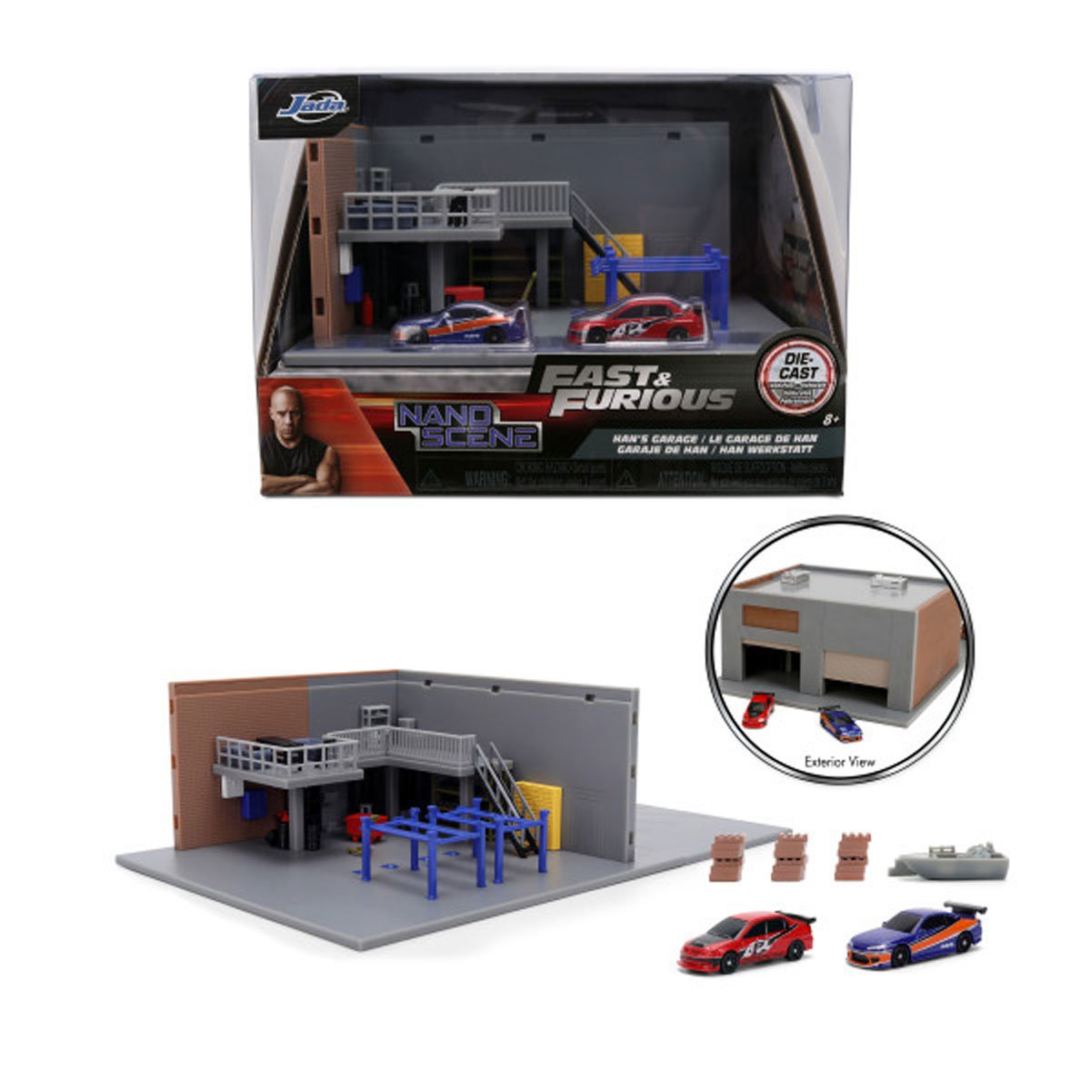 Fast and the Furious Han's Garage Nano Hollywood Rides Nano Scene Diorama with Vehicles