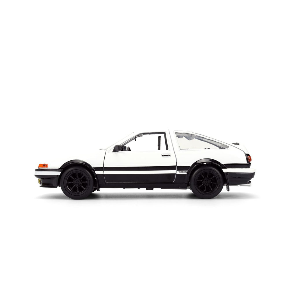 Hollywood Rides Initial D 1986 Toyota Trueno AE86 1:24 Scale Die-Cast Metal Vehicle with Takumi Figure