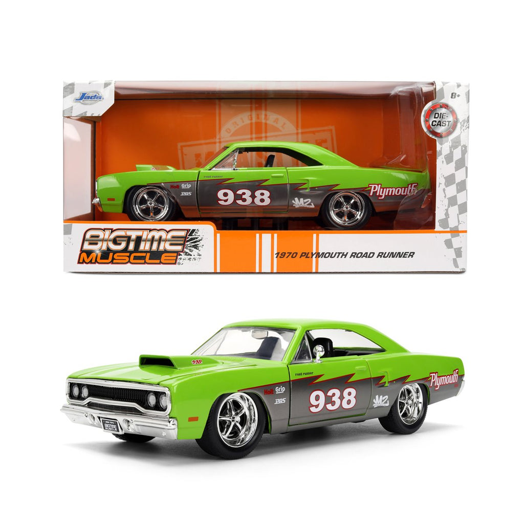 Bigtime Muscle 1970 Plymouth Road Runner Glossy Green 1:24 Scale Die-Cast Metal Vehicle