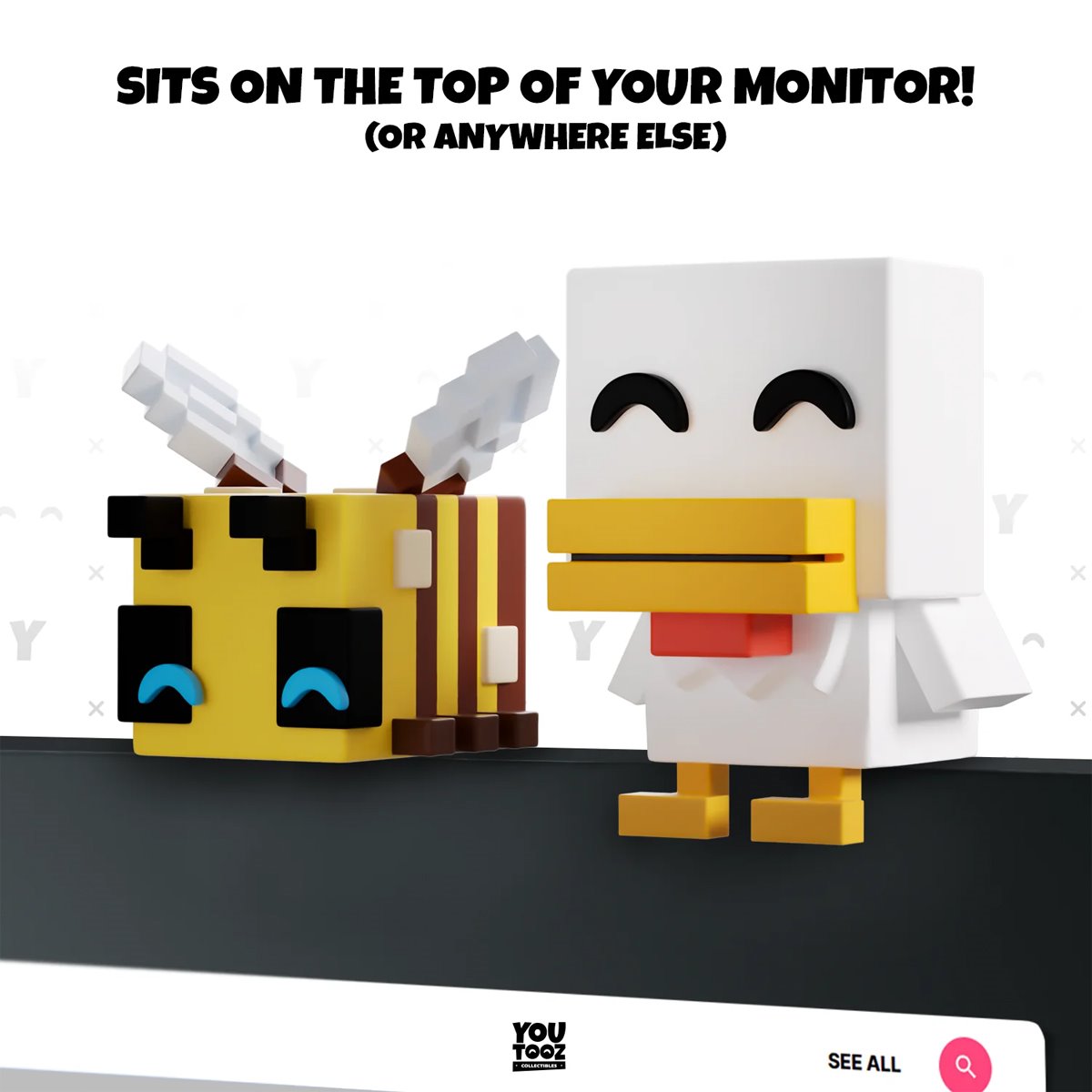 Minecraft Collection Bee and Chicken Monitor Buddiez Vinyl Figure 2-Pack #17