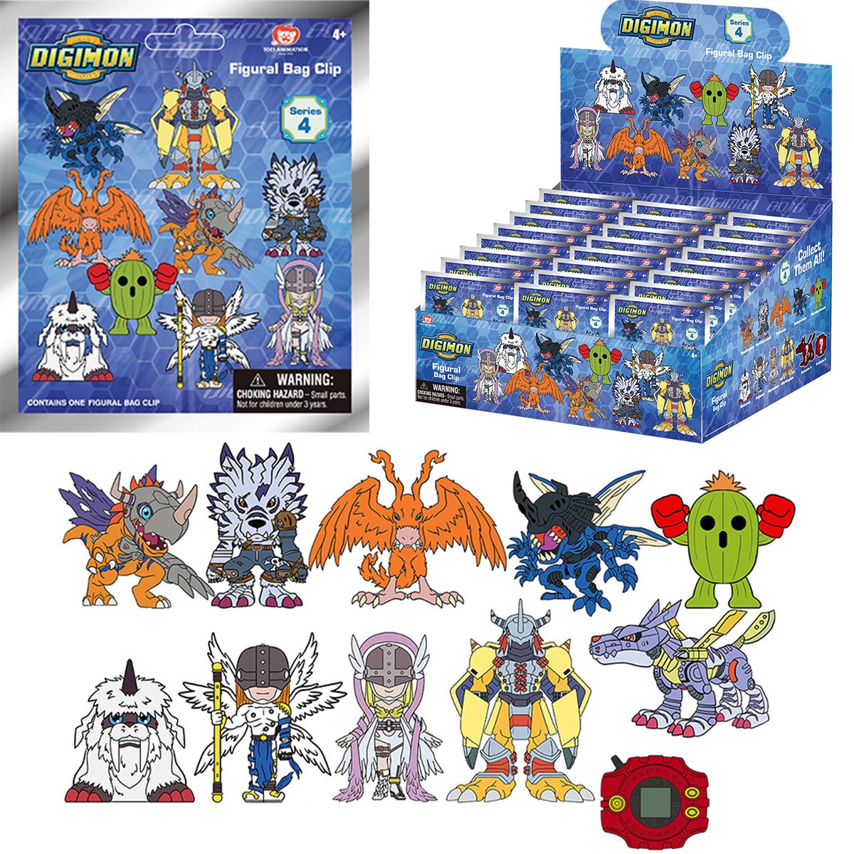 Digimon Series 4 3D Foam Bag Clip Display Case of 24