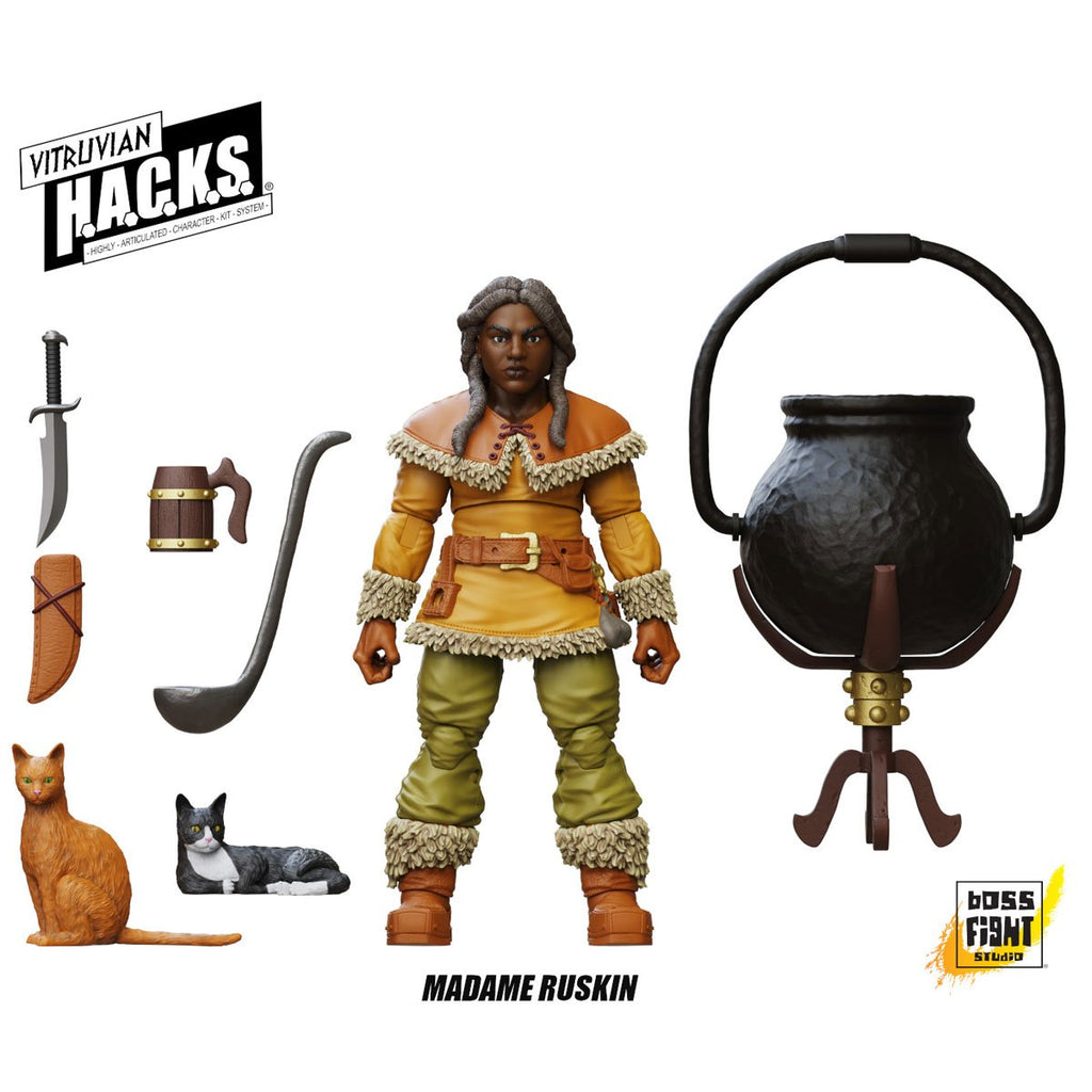 Vitruvian H.A.C.K.S. Fantasy Wave 8 Madame Ruskin Dwarf Tavern Keeper 1:18 Scale Action Figure