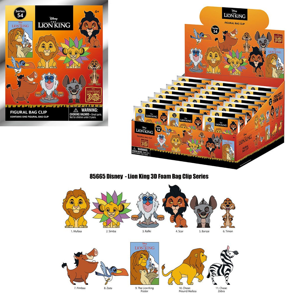 The Lion King 30th Anniversary 3D Foam Bag Clip Random 6-Pack