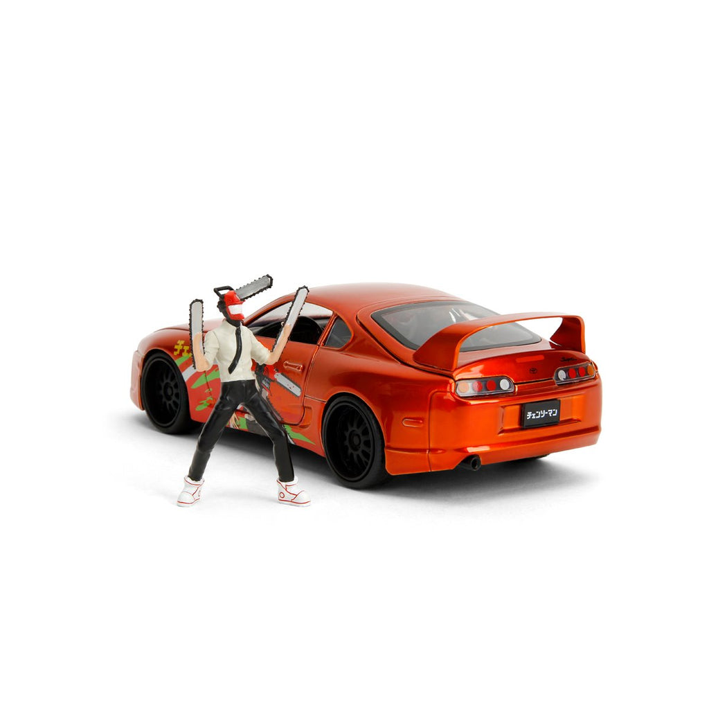 Hollywood Rides Chainsaw Man 1995 Toyota Supra 1:24 Scale Die-Cast Metal Vehicle with Chainsaw Man Figure