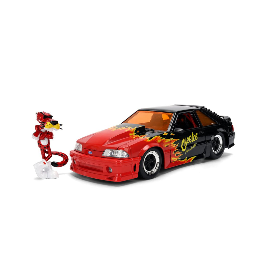 Hollywood Rides Cheetos Flamin' Hot 1989 Ford Mustang GT 1:24 Scale Die-Cast Metal Vehicle with Chester Cheetah Figure