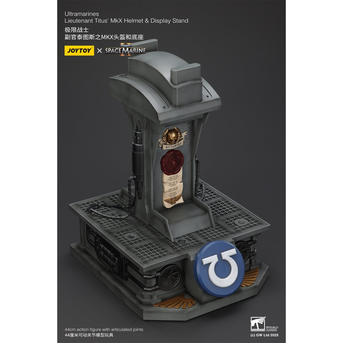 Joy Toy Warhammer 40,000 Ultramarines Lieutenant Titus' MKX 1:1 Scale Roleplay Helmet Prop Replica with Stand