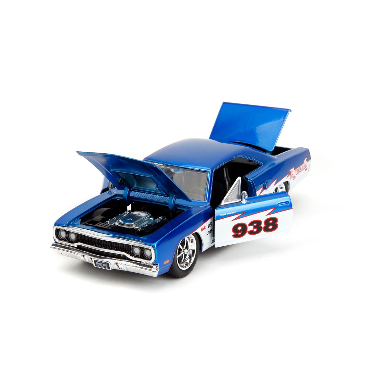 Bigtime Muscle 1970 Plymouth Roadrunner Candy Blue and White 1:24 Scale Die-Cast Metal Vehicle